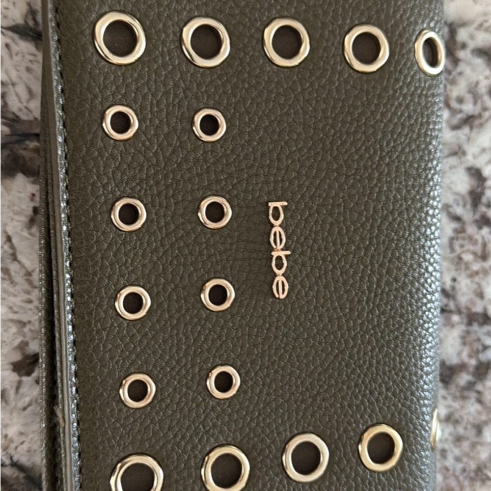 Bebe Olive Wallet with Gold Details